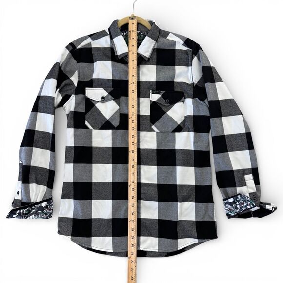 Retro Rifle Beetlejuice It's Showtime Flannel Shirt Mens Medium Black White - Picture 6 of 8